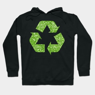 Green Faux Glitter Recycle Symbol Hoodie